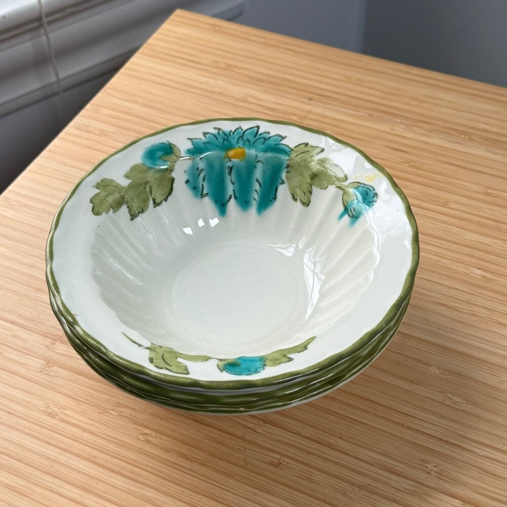 3 Vintage 60s Metlox Poppytrail Vernon Blue Fascination Rimmed Cereal Bowl